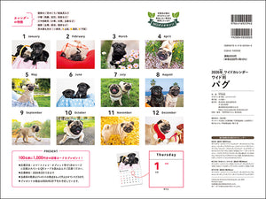 2026 Calendar Wide Format Pug